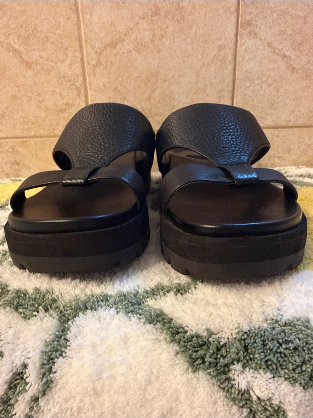 Vionic Black Women's Chunky Strap Platform Sandals - Picture 4 of 9